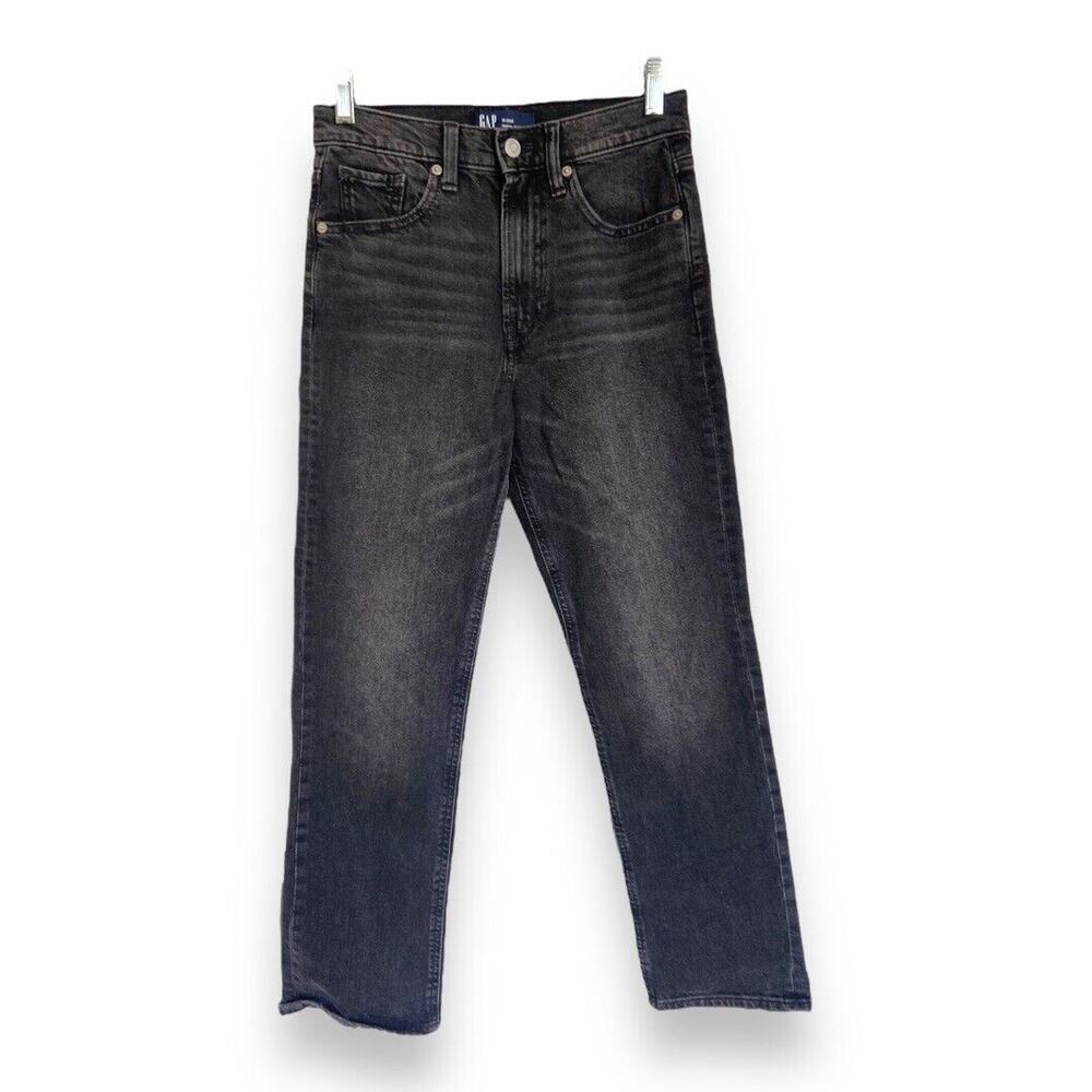Gap Womens Jeans Sz 0 25R High Rise‎ Straight Black Denim